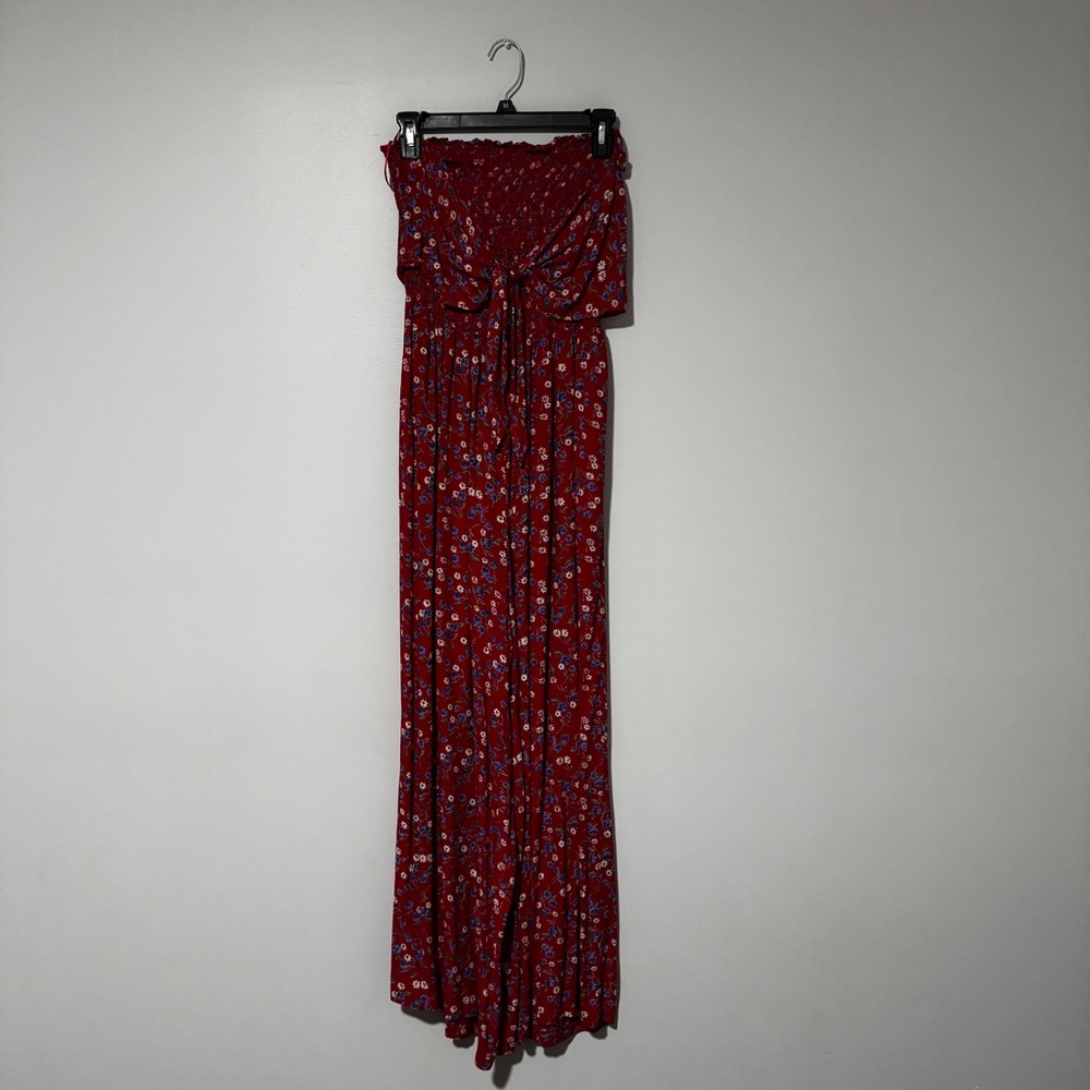 Patrons of Peace | Red and Blue Floral Jumpsuit (Size M)